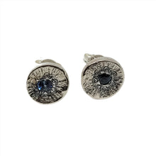 Load image into Gallery viewer, UnEarthed Facets Blue sapphire grain set disk studs