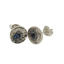 Load image into Gallery viewer, UnEarthed Facets Blue sapphire grain set disk studs