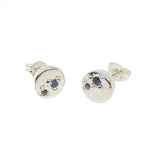 Load image into Gallery viewer, UnEarthed Facets Blue Green sapphire grain set disk studs