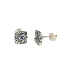 Load image into Gallery viewer, UnEarthed Facets Blue sapphire grain set studs