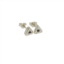 Load image into Gallery viewer, UnEarthed Facets purple sapphire grain set triangle studs